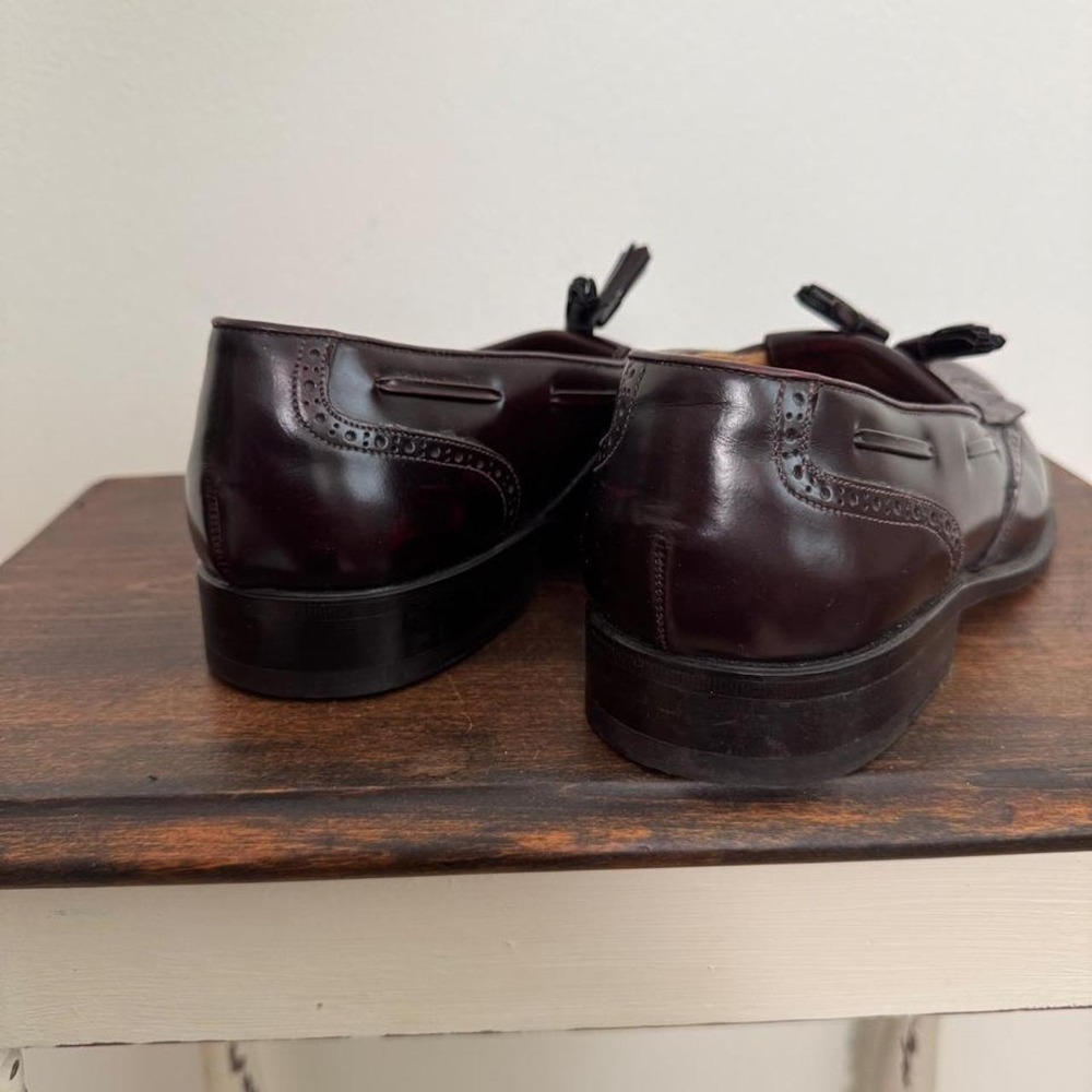 Nordstrom genuine leather men's burgundy ox blood pinched tassel loafer 8 wide - Picture 7 of 8